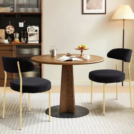 Soarflash Dining Chairs – Black Boucle